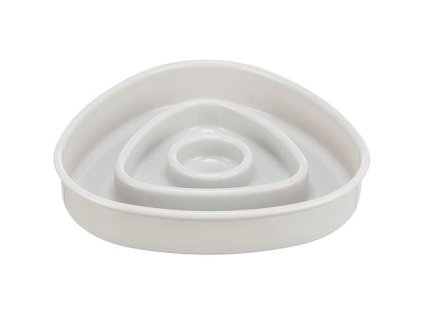 Miska k pomalému krmení, design triangl, 0,35l/15 ×15 cm, plast/TPR, šedá