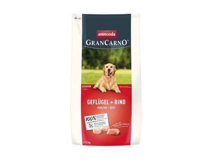 GranCarno Dog DryFood Senior s drůbežím a hovězím masem, 12 kg