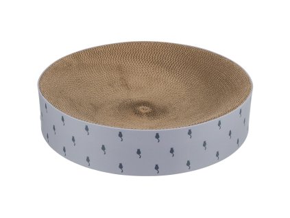 LILLY kulatý škrabací pelech s catnipem, o 45 × 10 cm, karton, šedá