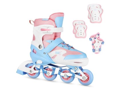 Sada kolečkových bruslí a chráničů NILS Extreme NA0189 bílá (Velikost S(31-34))