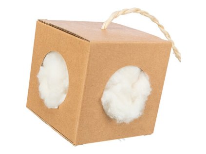 Box s hnízdícím materiálem, 9x9x9 cm/ 6g, karton/kapok