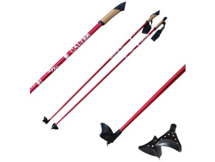 Výprodej - Běžecké hole CALTER® X-SNOW 120cm, rukojeť korek, červené