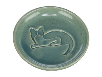 Miska keramická, vytlačená kočka, 0,15 l/ ⌀ 14,5 cm, zelená