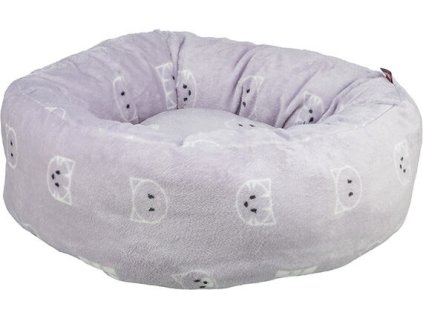 Kulatý pelíšek MIMI 50 cm, motiv kočičí hlavy, lila - LIMITOVANÁ NABÍDKA