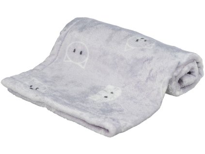 Plyšová deka MIMI, 70 x 50 cm, motiv kočičí hlavy, lila  - LIMITOVANÁ NABÍDKA