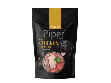 NEW PIPER s kuřecími srdíčky a špenátem, kapsička pro psy 500 g