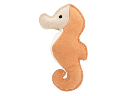 Mořský koník, 23 cm, robustní kožená hračka / aport, HIPHOP DOG, krémová/hořčicová