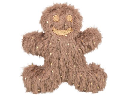 Vánoční postavička perníček s catnipem, 10.5 cm, plyš, hnědá/zlatá