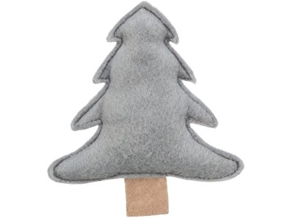 Vánoční stromek s catnipem, 10.5 cm, filc, šedá