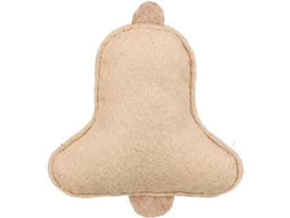 Vánoční zvoneček s catnipem, 9.5 cm, filc, béžová