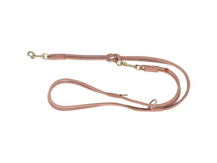 Vodítko PURE kožené kulaté nastavitelné, S: 2 m/ 10 mm, růžová