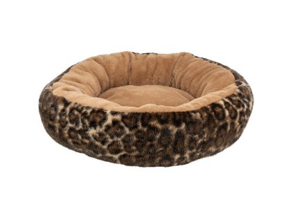 SOFT Edition kulaté lůžko LEO s okrajem, ⌀ 50 cm, hnědá/leopardí