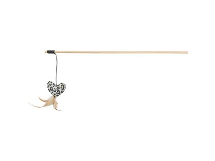 Hrací prut se srdíčkem, peříčko, catnip, 50 cm, plyš/dřevo