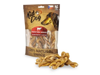 KIDDOG 100% Natural Snack, hovězí šlacha copánek 12 cm / 200 g