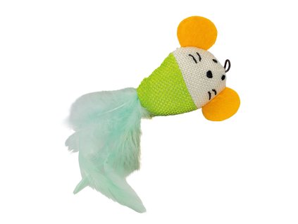 Ušatá myška tkaná s peřím 7 cm, HipHop Cat