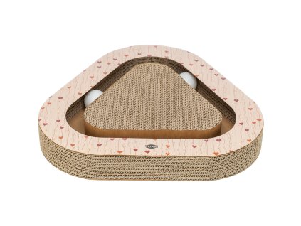 Škrabací karton VALENTINE triangl, s míčky a catnipem, 36 x 5 x 36/36 cm, meruňková - LIMITOVANÁ NAB