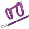 Harness with cat leash sewn with ribbon 22-36cm/10mm 1.2m