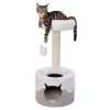 Single-level round scratching post NURIA 71 cm, - white/grey