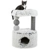 Scratching post HARVEY, cocoon, 2 posts, rest 73cm, long-haired plush, gray