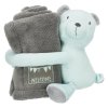 JUNIOR set - blanket 75 x 50 cm + teddy bear, grey/mint