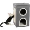 SAUL scratching post, square tower, 2 caves, 39x39x64cm, grey/white