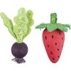 Set of wooden toys - beetroot, strawberry, wood/loofah, 6/9cm
