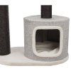 XXL scratching post CARA, 2 levels, cocoon, 128 cm, white/brown