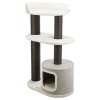 XXL scratching post CARA, 2 levels, cocoon, 128 cm, white/brown