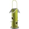 Garden bird feeder, 4 holes 14x25x14 cm metallic green