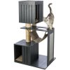 BE NORDIC scratching post FREIA, 123 cm, 2 x cocoon, hammock, anthracite/sand - SALE