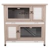 NATURA rabbit hutch with thermal insulation, 2 floors, 116 x 113 x 65 cm, gray