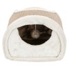 Plush scratching tunnel for cats 110x30x38 cm - gray/brown