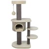 Scratching post MARCELLO, 140 cm, 4 platforms, cuckoo, ball, cream/grey