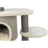 Scratching post MARCELLO, 140 cm, 4 platforms, cuckoo, ball, cream/grey
