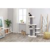 Scratching post MARCELLO, 140 cm, 4 platforms, cuckoo, ball, cream/grey