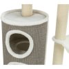 DANTE scratching post, 86 cm, cylindrical cocoon, 2 beds, ball, white/khaki/grey
