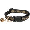Obojek pro kočky, zlaté zdobení, s rolničkou, černá
