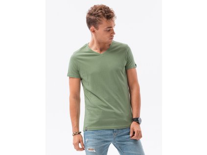 eng pl BASIC classic mens tee shirt with a serape neckline light green V11 S1369 23842 1