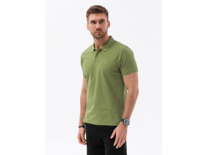 eng pl Mens pique knit polo shirt olive V21 S1374 18324 1