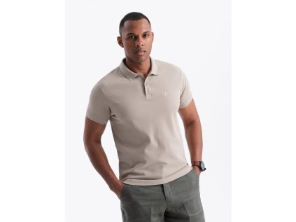 eng pl BASIC mens single color pique knit polo shirt dark beige V5 OM POBS 0100 126157 4
