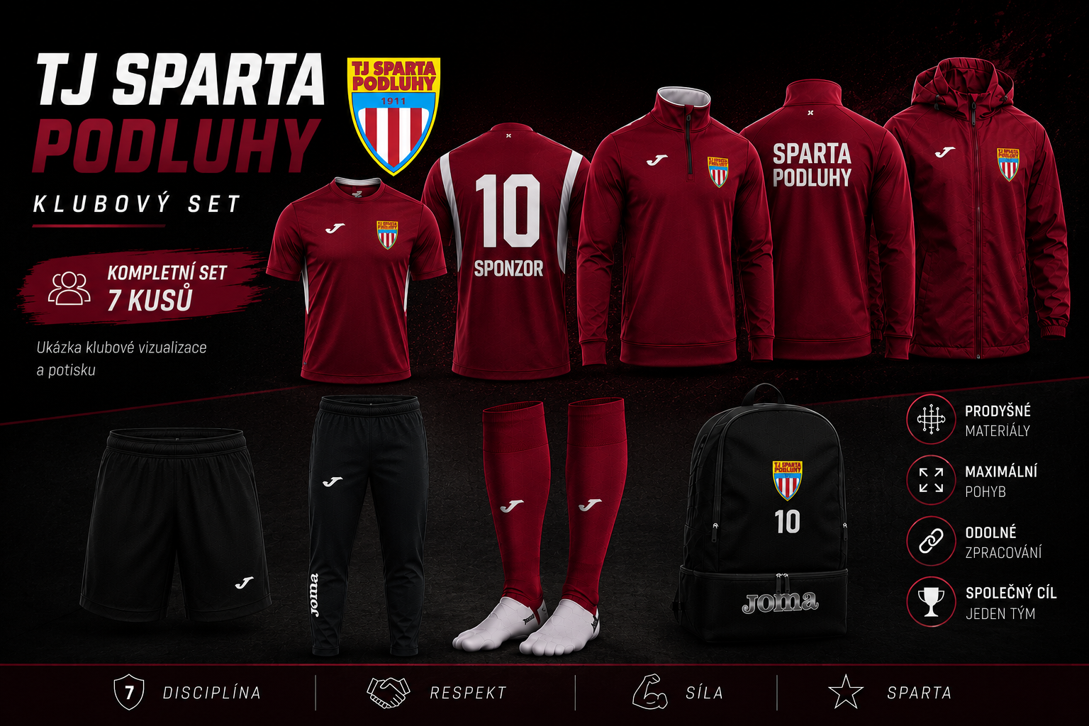 Ukázka klubového setu TJ Sparta Podluhy