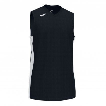 TRIČKO JOMA CANCHA III WHITE-BLACK BEZ RUKÁVŮ