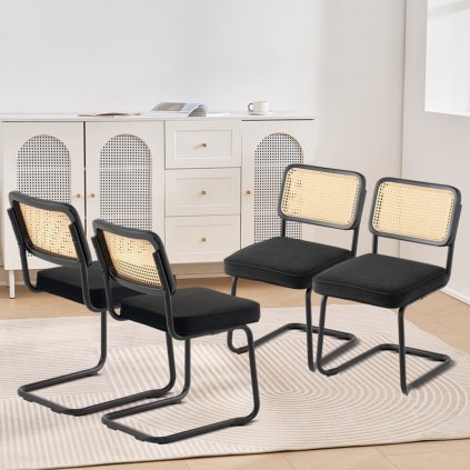 Rattan székkészlet 4 db fekete
