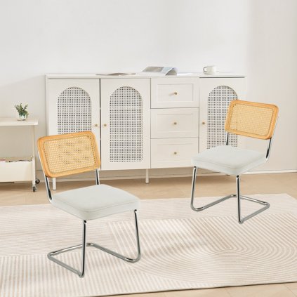 Rattan székkészlet 2db fehér