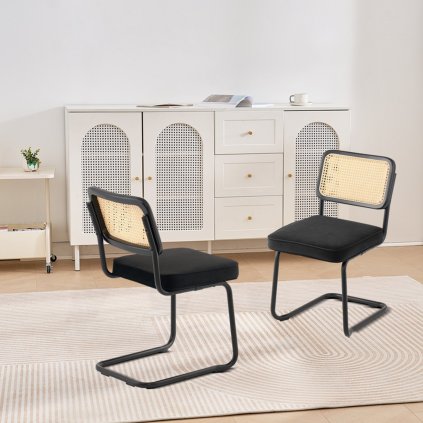 Rattan székkészlet 2db fekete