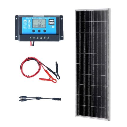 100W-os 12V-os monokristályos napelem készlet és töltésvezérlő