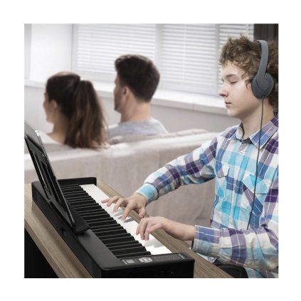 61 Billentyűs Összecsukható Billentyűzet Piano Hordozható Összecsukható Zongora Bluetooth MIDI Fekete