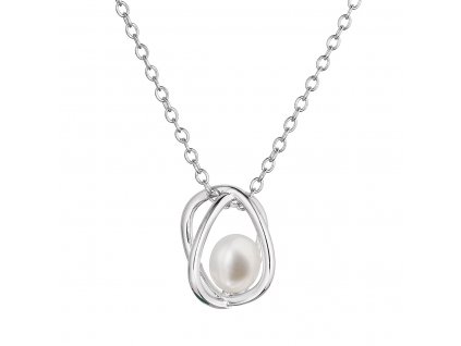 Stříbrný náhrdelník s říční perličkou v kleci 22044.1