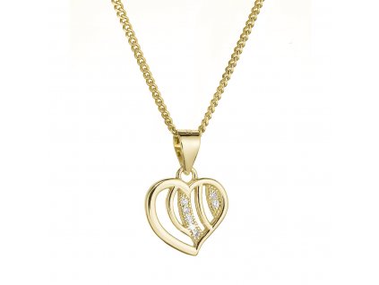 Pozlacený stříbrný náhrdelník srdce se zirkony 12074.1