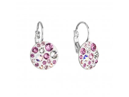 Náušnice bižuterie se Swarovski krystaly růžové kulaté 51035.3